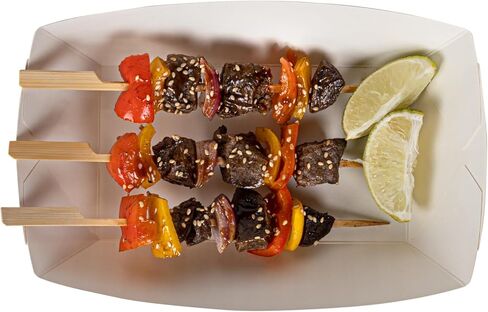 Restaurantware Bio Tek 2 Pound Food Boats 200 Disposable Paper Food Trays - Heavy-Duty Greaseproof Pink And White Paper Boats For Snacks Appetizers Or Treats Use At Parties Or Carnivals in Kuwait