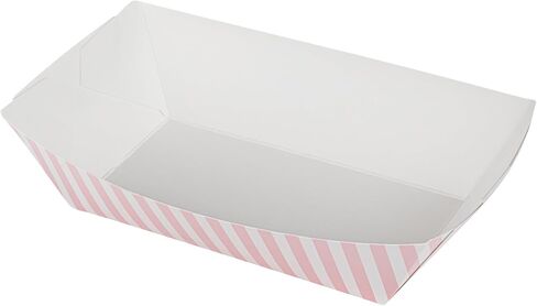 Restaurantware Bio Tek 2 Pound Food Boats 200 Disposable Paper Food Trays - Heavy-Duty Greaseproof Pink And White Paper Boats For Snacks Appetizers Or Treats Use At Parties Or Carnivals in Kuwait