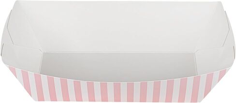 Restaurantware Bio Tek 2 Pound Food Boats 200 Disposable Paper Food Trays - Heavy-Duty Greaseproof Pink And White Paper Boats For Snacks Appetizers Or Treats Use At Parties Or Carnivals in Kuwait