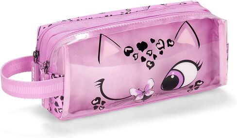 حقيبة أقلام رصاص شفافة باللون الأخضر من تشوكو موكا للبنات - حافظة أقلام ناعمة بسحاب - مقلمة جمالية لطيفة لمدرسة رياض الأطفال الابتدائية، باندا in Kuwait