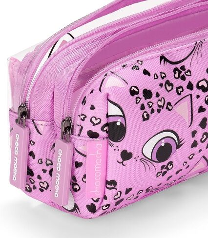 حقيبة أقلام رصاص شفافة باللون الأخضر من تشوكو موكا للبنات - حافظة أقلام ناعمة بسحاب - مقلمة جمالية لطيفة لمدرسة رياض الأطفال الابتدائية، باندا in Kuwait