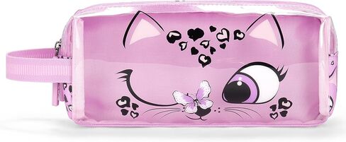 حقيبة أقلام رصاص شفافة باللون الأخضر من تشوكو موكا للبنات - حافظة أقلام ناعمة بسحاب - مقلمة جمالية لطيفة لمدرسة رياض الأطفال الابتدائية، باندا in Kuwait