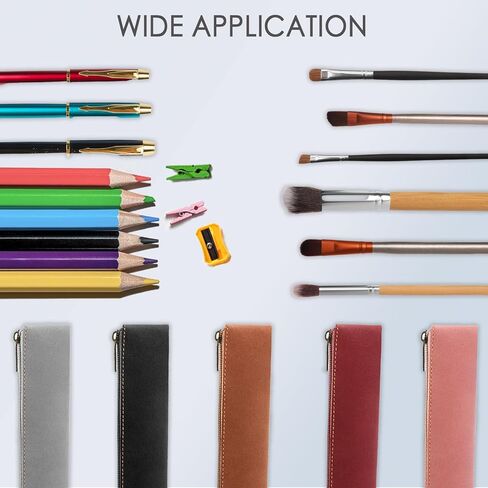 مجموعة مقلمة جمالية كلاسيكية من جلد البولي يوريثان مكونة من 5 قطع من كوميت - أكياس أقلام رصاص رفيعة قابلة للحمل بسحاب لتنظيم القرطاسية، تصميم نحيف (أسود، رمادي، وردي، عنابي، بني) in Kuwait