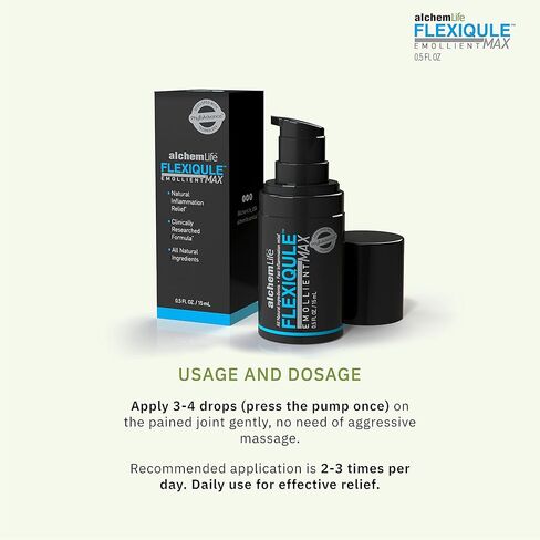 AlchemLife FlexiQule MAX - Fast Acting Emollient Supporting Natural Joint & Muscle Relief - Soothes Stiffness & Aids Mobility - Powerful Phyto-Actives of Ginger, Boswellia & Piperine - (15mL Pump) in Saudi Arabia