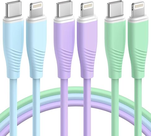 Bkayp 3 حزمة 6 أقدام USB C إلى كابل Lightning شاحن iPhone معتمد من MFi شحن سريع من النوع C إلى كابل Lightning سلك شحن سريع متوافق مع iPhone 14 13 12 11 X 8 Pro Max Plus والمزيد in Kuwait