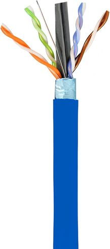 Elite Cat6 Shielded Plenum (CMP)، 1000 قدم، FTP 23AWG، النحاس النقي الصلب، 550 ميجا هرتز، مدرج في قائمة UL، شهادة UL-LP، PoE عالي الأداء، بكرة كابل إيثرنت بالجملة، أزرق in Kuwait