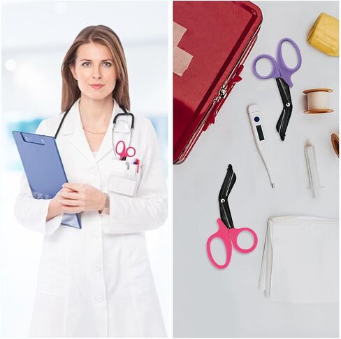 Trauma Shears, 2-Pack Medical Scissors, Premium Bandage Scissors for EMT Workers Doctors Nurses, 7.5" Nursing Scissors, Surgical Scissors, Emergency First Aid Scissors (Purple+Pink) in Saudi Arabia