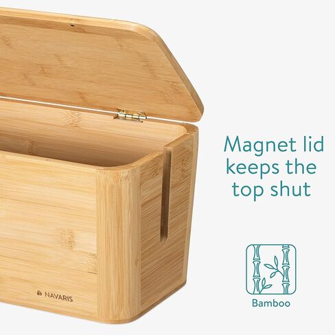 Navaris Cable Tidy Box - منظم صندوق تخزين كابلات الخيزران للأسلاك والكابلات ومآخذ التمديد والشواحن وأسلاك توصيل الطاقة - 15.5 بوصة × 6.3 بوصة × 6.3 بوصة in Saudi Arabia