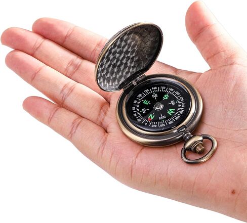 tebery 2 حزمة بوصلة جيب ذات لمسة نهائية عتيقة مع سلسلة مقاومة للماء محمولة عتيقة، بوصلة معدات البقاء على قيد الحياة للأطفال المشي لمسافات طويلة، والتخييم، والسيارات، وحقائب الظهر، والأنشطة الخارجية in Kuwait