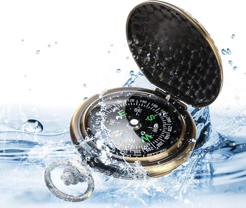 tebery 2 حزمة بوصلة جيب ذات لمسة نهائية عتيقة مع سلسلة مقاومة للماء محمولة عتيقة، بوصلة معدات البقاء على قيد الحياة للأطفال المشي لمسافات طويلة، والتخييم، والسيارات، وحقائب الظهر، والأنشطة الخارجية in Kuwait