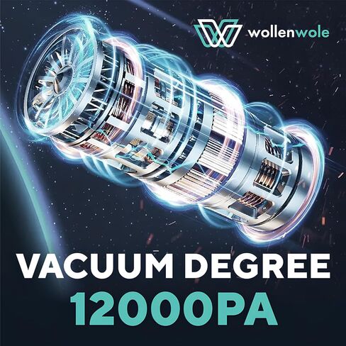 WOLLENWOLE Car Vacuum Cleaner - Cordless Handheld Electric Auto Cleaner & Blower, High Strong Suction Power 12000 Pa, Wireless Compact with Powerful Rechargeable Battery for Car Interior & Home in Kuwait