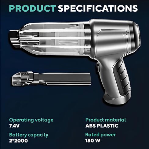 WOLLENWOLE Car Vacuum Cleaner - Cordless Handheld Electric Auto Cleaner & Blower, High Strong Suction Power 12000 Pa, Wireless Compact with Powerful Rechargeable Battery for Car Interior & Home in Kuwait