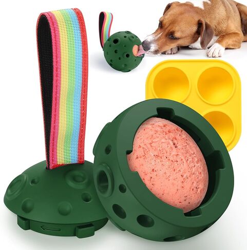 Fillable Dog Chew Toy, Treat Tray for Frozen Dog Food, DIY Fillable Rubber Treat Toy and Silicone Molds, Sturdy Chew Enrichment Stimulation Toys (Blue) in Saudi Arabia