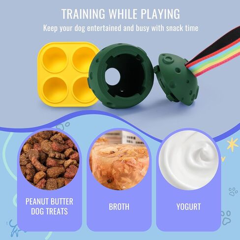 Fillable Dog Chew Toy, Treat Tray for Frozen Dog Food, DIY Fillable Rubber Treat Toy and Silicone Molds, Sturdy Chew Enrichment Stimulation Toys (Blue) in Saudi Arabia