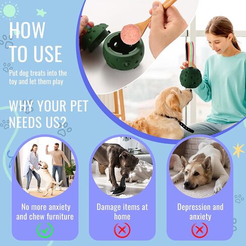 Fillable Dog Chew Toy, Treat Tray for Frozen Dog Food, DIY Fillable Rubber Treat Toy and Silicone Molds, Sturdy Chew Enrichment Stimulation Toys (Blue) in Saudi Arabia