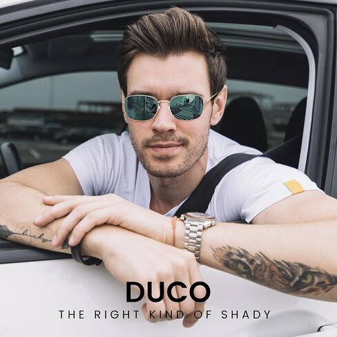 نظارات شمسية مربعة من DUCO للرجال والنساء، نظارات شمسية مستقطبة للقيادة، حماية من الأشعة فوق البنفسجية 400، ظلال كلاسيكية DC3038 in Kuwait
