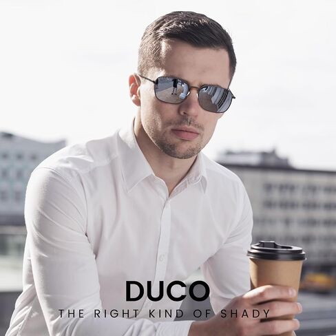 نظارات شمسية مربعة من DUCO للرجال والنساء، نظارات شمسية مستقطبة للقيادة، حماية من الأشعة فوق البنفسجية 400، ظلال كلاسيكية DC3038 in Kuwait