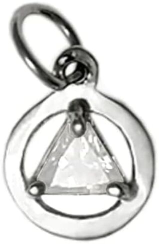 AA Pendant | AA Jewelry | Recovery Jewelry | Recovery Gift | Beautiful crystal sterling silver pendant, with 16"; Light Box Chain in Saudi Arabia