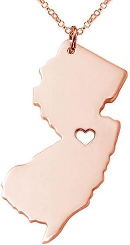 18K Gold Silver Country Map Charm Pendant New Jersey State Map Necklace Jewelry in Saudi Arabia