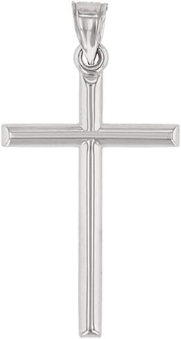 14K White Gold Classic Latin Plain Cross Pendant in Saudi Arabia