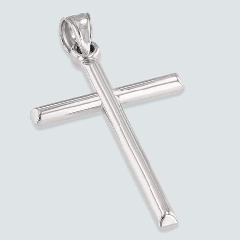 14K White Gold Classic Latin Plain Cross Pendant in Saudi Arabia