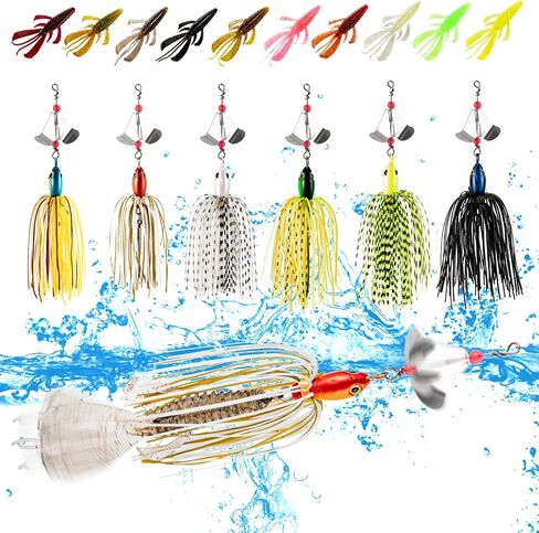 Buzzbait لباس الصيد السحر عدة Buzzbait سبينر الطعوم عدة متعدد الألوان سويمبيت توبوتر إغراء الصيد المعدني الصلب لباس بايك سمك السلمون المرقط الصيد + 10 قطع مستنقع الوحش الغضب علة الطعم in Saudi Arabia