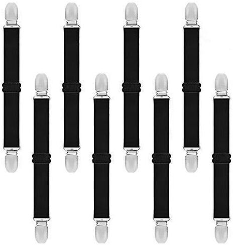 Adjustable Boot Straps Pant Stirrups Clips for Women and Men Motorcycle Biker Smooth Jeans Trousers Bed Sheets, Mattress Covers,Curtain and Seats Cushion 8 Piece Black in Kuwait