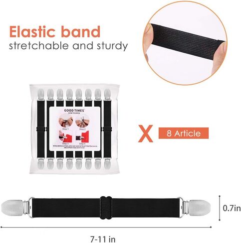 Adjustable Boot Straps Pant Stirrups Clips for Women and Men Motorcycle Biker Smooth Jeans Trousers Bed Sheets, Mattress Covers,Curtain and Seats Cushion 8 Piece Black in Kuwait