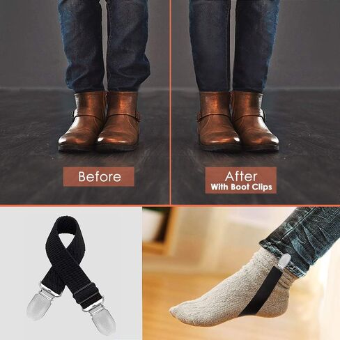 Adjustable Boot Straps Pant Stirrups Clips for Women and Men Motorcycle Biker Smooth Jeans Trousers Bed Sheets, Mattress Covers,Curtain and Seats Cushion 8 Piece Black in Kuwait