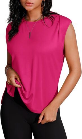 OSTAUG قطع علوية للتمرين للنساء برقبة دائرية وفضفاضة تناسب بلا أكمام قمصان رياضية للجيم والجري واليوجا قمصان بدون أكمام للعضلات in Kuwait