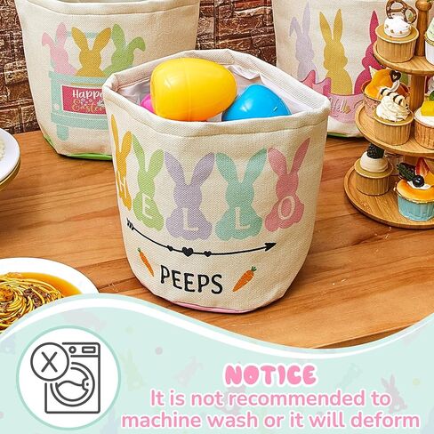 Boyiee 6 حزمة سلة أرنب عيد الفصح للأطفال 9.25 بوصة سلة عيد الفصح أكياس عيد الفصح الفارغة سلال بيض عيد الفصح دلاء طباعة أرنب مع مقابض للبنين الفتيات مهرجان عطلة هدية حفلة in Kuwait