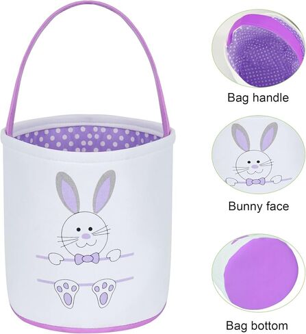 Easter Basket Plain Soft Cloth Bucket Bunny Egg Hunt Canvas Small Collapsible Cheap Bag Gift Bulk Empty Set of 4 in Saudi Arabia