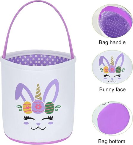 Easter Basket Plain Soft Cloth Bucket Bunny Egg Hunt Canvas Small Collapsible Cheap Bag Gift Bulk Empty Set of 4 in Saudi Arabia