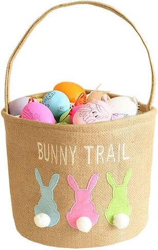 INough Easter Basket Egg Buckets Jute Easter Basket for Kids Rabbit Basket with Cute Ears, Easter Basket Stuffers for Babies Bunny Trail Bags Easter Totes for Party in Saudi Arabia