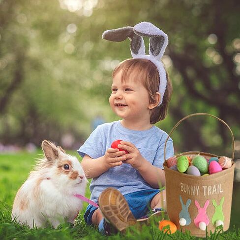 INough Easter Basket Egg Buckets Jute Easter Basket for Kids Rabbit Basket with Cute Ears, Easter Basket Stuffers for Babies Bunny Trail Bags Easter Totes for Party in Saudi Arabia