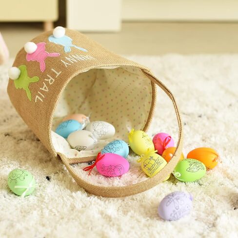 INough Easter Basket Egg Buckets Jute Easter Basket for Kids Rabbit Basket with Cute Ears, Easter Basket Stuffers for Babies Bunny Trail Bags Easter Totes for Party in Saudi Arabia