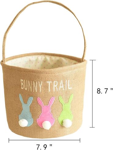 INough Easter Basket Egg Buckets Jute Easter Basket for Kids Rabbit Basket with Cute Ears, Easter Basket Stuffers for Babies Bunny Trail Bags Easter Totes for Party in Saudi Arabia