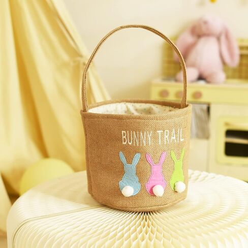 INough Easter Basket Egg Buckets Jute Easter Basket for Kids Rabbit Basket with Cute Ears, Easter Basket Stuffers for Babies Bunny Trail Bags Easter Totes for Party in Saudi Arabia