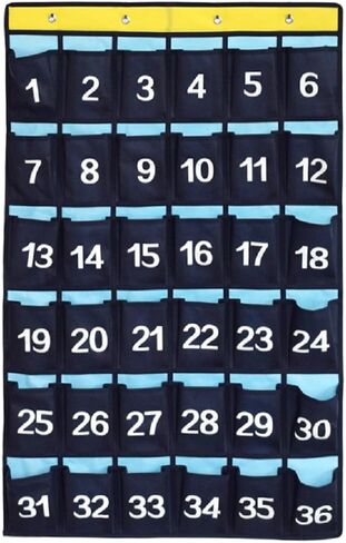 Numbered Organizer Classroom Pocket Chart for Cell Phones Calculators Holders Blue (42 Pockets) in Saudi Arabia