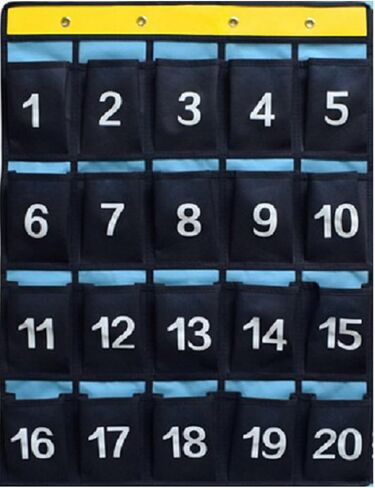 Numbered Organizer Classroom Pocket Chart for Cell Phones Calculators Holders Blue (42 Pockets) in Saudi Arabia