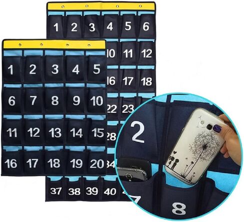 Numbered Organizer Classroom Pocket Chart for Cell Phones Calculators Holders Blue (42 Pockets) in Saudi Arabia