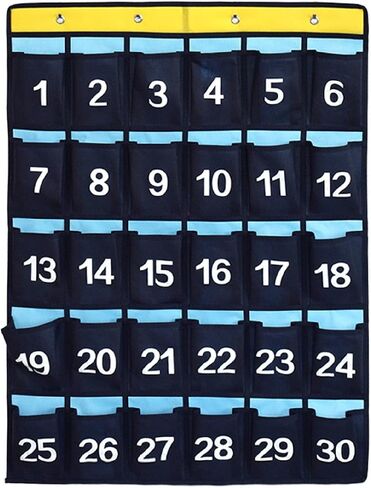 Numbered Organizer Classroom Pocket Chart for Cell Phones Calculators Holders Blue (42 Pockets) in Saudi Arabia