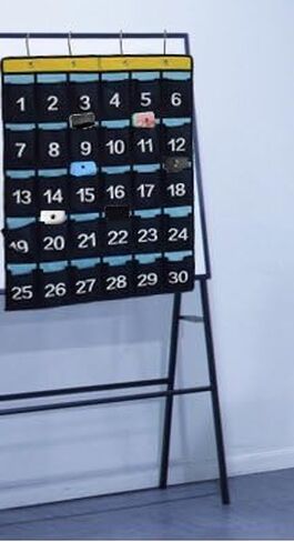 Numbered Organizer Classroom Pocket Chart for Cell Phones Calculators Holders Blue (42 Pockets) in Saudi Arabia