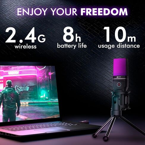 KLIM Muse - Wireless Gaming Microphone - New 2024 + Compatible PC Mac PS4 PS5 Switch + Professional Desktop Mic with Pop Filter + Recording Gaming Streaming YouTube Podcast Mics in Saudi Arabia