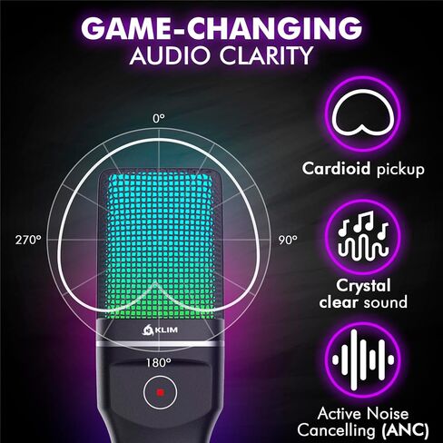 KLIM Muse - Wireless Gaming Microphone - New 2024 + Compatible PC Mac PS4 PS5 Switch + Professional Desktop Mic with Pop Filter + Recording Gaming Streaming YouTube Podcast Mics in Saudi Arabia