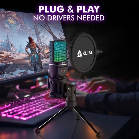 KLIM Muse - Wireless Gaming Microphone - New 2024 + Compatible PC Mac PS4 PS5 Switch + Professional Desktop Mic with Pop Filter + Recording Gaming Streaming YouTube Podcast Mics in Saudi Arabia