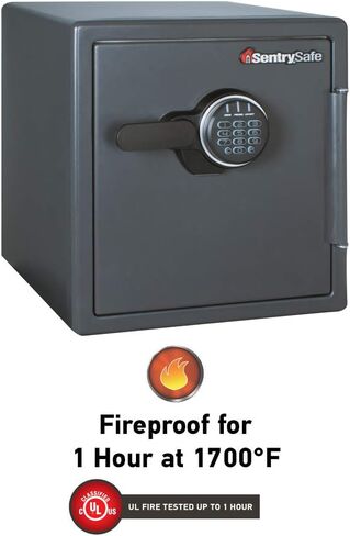 SentrySafe Fireproof Money Safe with Shelf and Impact Resistance, Ex: 17.8 x 16.3 x 19.3 in, Black in Saudi Arabia