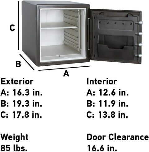 SentrySafe Fireproof Money Safe with Shelf and Impact Resistance, Ex: 17.8 x 16.3 x 19.3 in, Black in Saudi Arabia