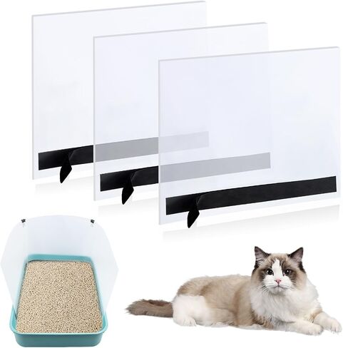 Cat Litter Box Pee Shields (3 Pack) Easy Clean Litter Box Pee Splash Guard for Open Top Litter Pan Cat Litter Box Privacy Screen 14.6×11in (Litter Box Not Included) in Saudi Arabia