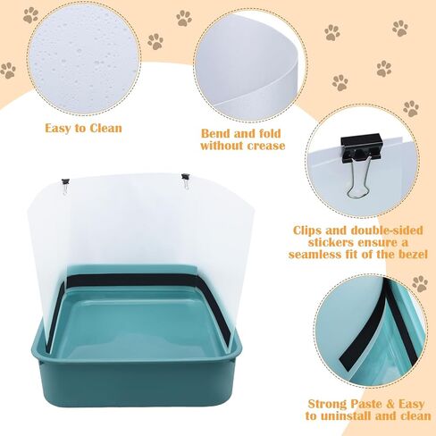 Cat Litter Box Pee Shields (3 Pack) Easy Clean Litter Box Pee Splash Guard for Open Top Litter Pan Cat Litter Box Privacy Screen 14.6×11in (Litter Box Not Included) in Saudi Arabia